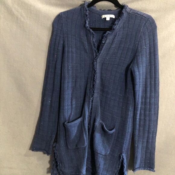 cabi cardigan sweater small xs blue navy confetti navy thick long aa - Picture 2 of 11